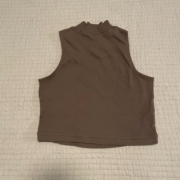 Everlane Ribbed Mock-neck Cropped Tank in Clay - Picture 3 of 6